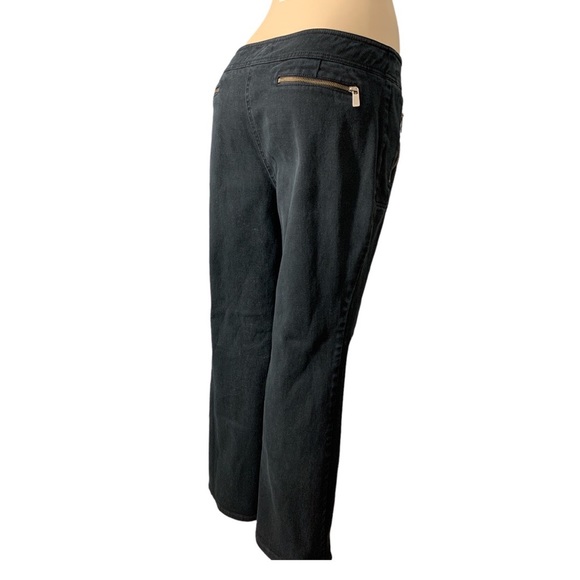 MICHAEL KORS Black Denim Embellished with Gold Hardware Zippers Size 14 - Picture 12 of 15